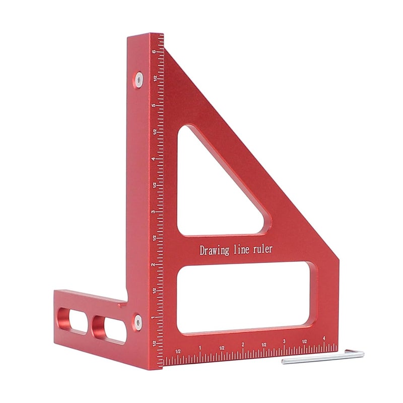 KETIPED 6" Imperial 3D Multi-Angle Measuring Ruler,45/90 Degree Aluminum Alloy Woodworking Square Protractor,Drawing Line,Miter Triangle Ruler High Precision Layout Measuring Tool for Woodworking - Image 1